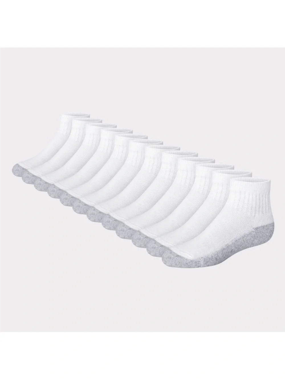 Hanes Boys' Cushion Ankle Socks - White & Gray 2 (12-Pack) total socks 22